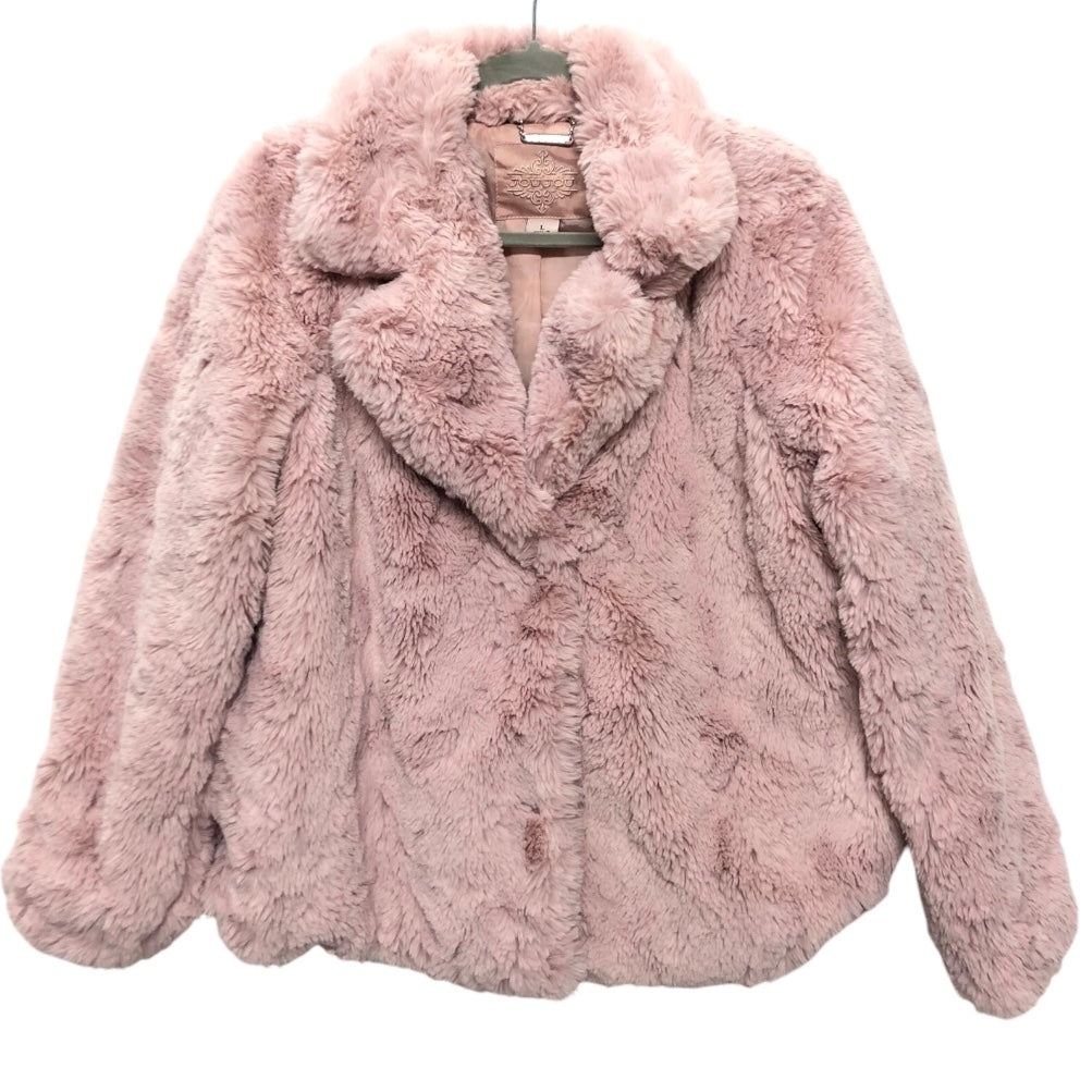 Coat Faux Fur & Sherpa By Jou Jou In Pink, Size:L
