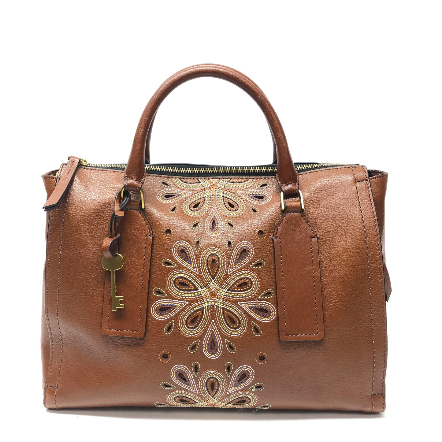 Crossbody Leather By Fossil, Size: Medium