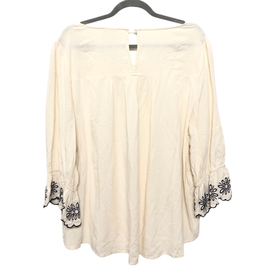 Blouse 3/4 Sleeve By Blu Pepper In Beige, Size:2X