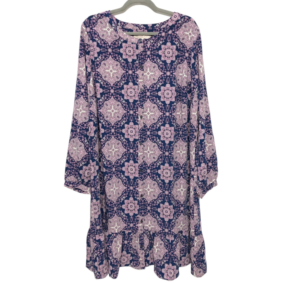 Dress Casual Short By Loft In Blue & Pink, Size:18