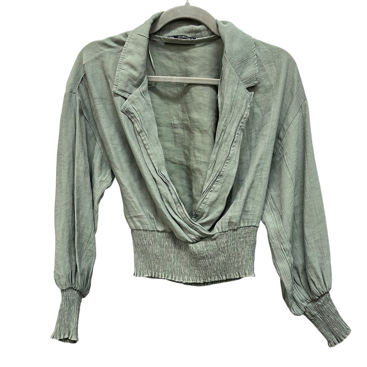 Blouse Long Sleeve By Zara In Green, Size: M