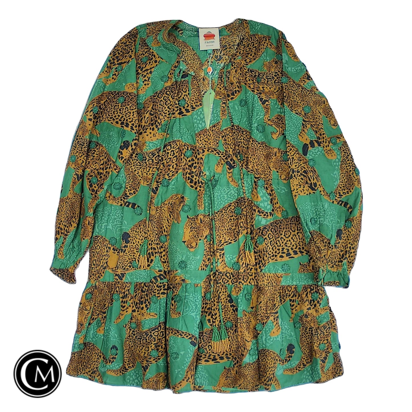 Dress Casual Short By Farm Rio In Brown & Green, Size: S image 1
