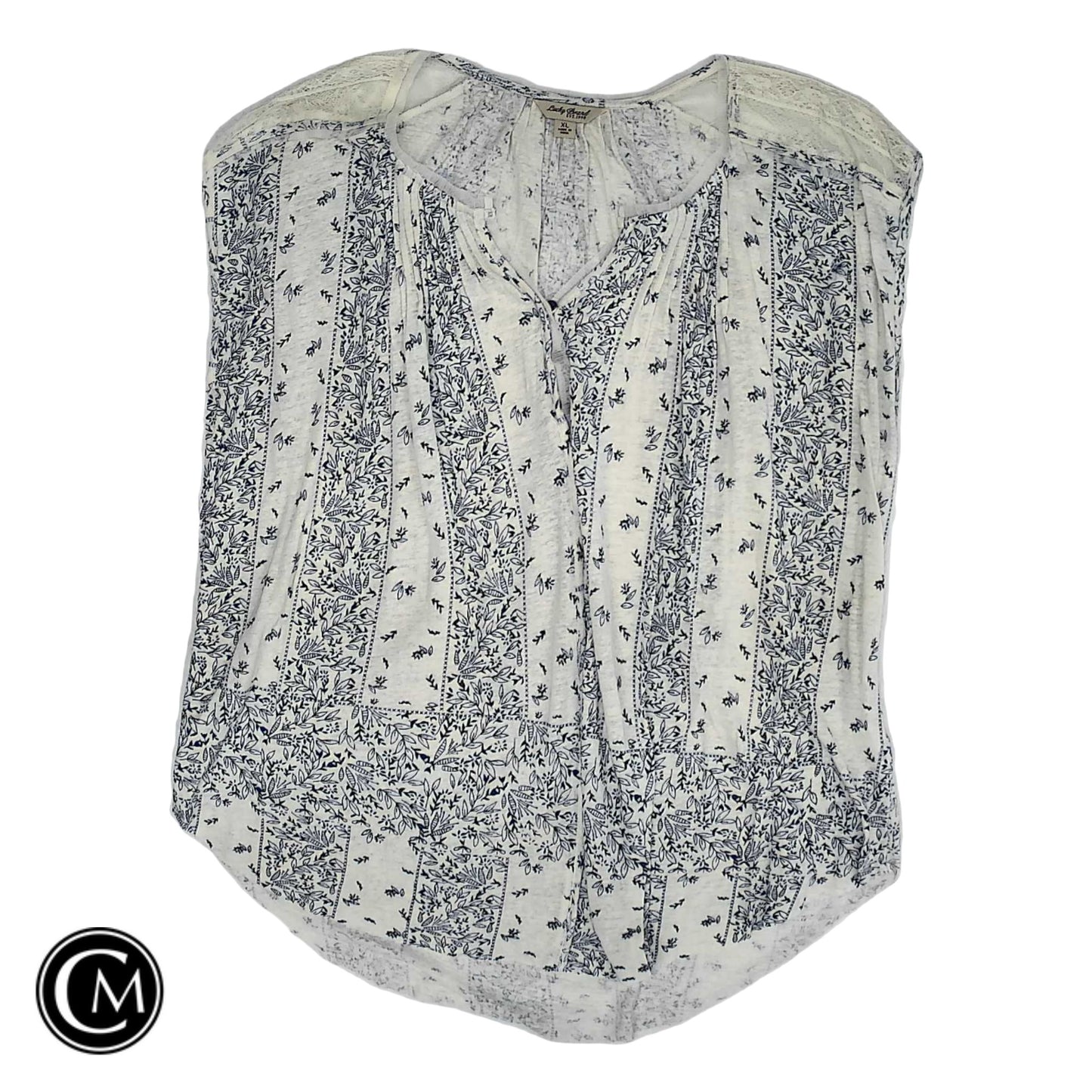 Top Sleeveless By Lucky Brand In Blue & Cream, Size: Xl image 1
