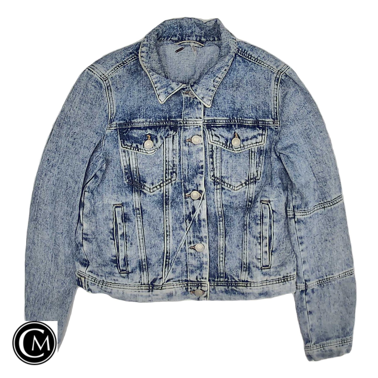 Jacket Denim By Free People In Blue Denim, Size: M image 1