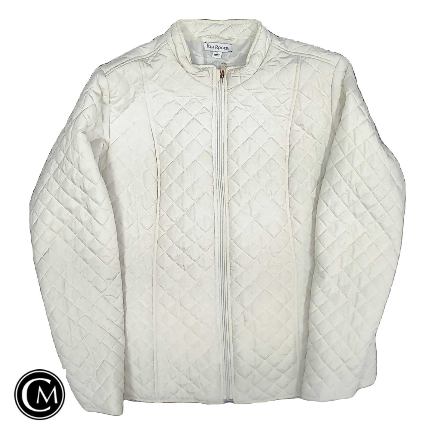 Jacket Puffer & Quilted By Kim Rogers In Ivory, Size: L image 1