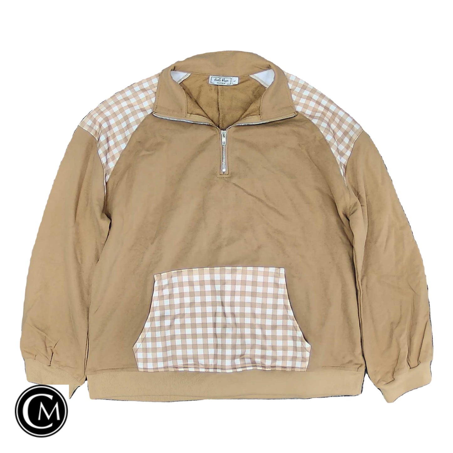 Sweatshirt Collar By Clothes Mentor In Tan, Size: L image 1