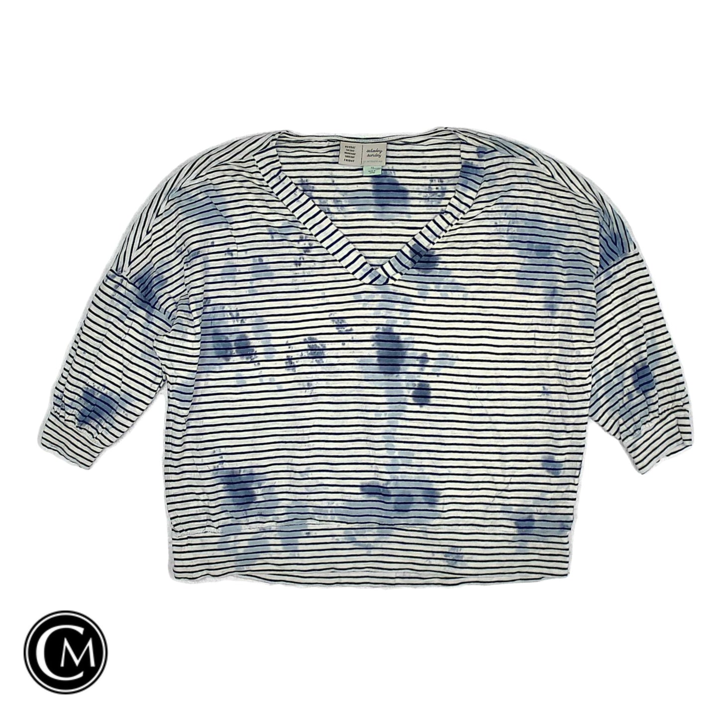 Top 3/4 Sleeve By Saturday/Sunday In Blue & White, Size: Xs image 1
