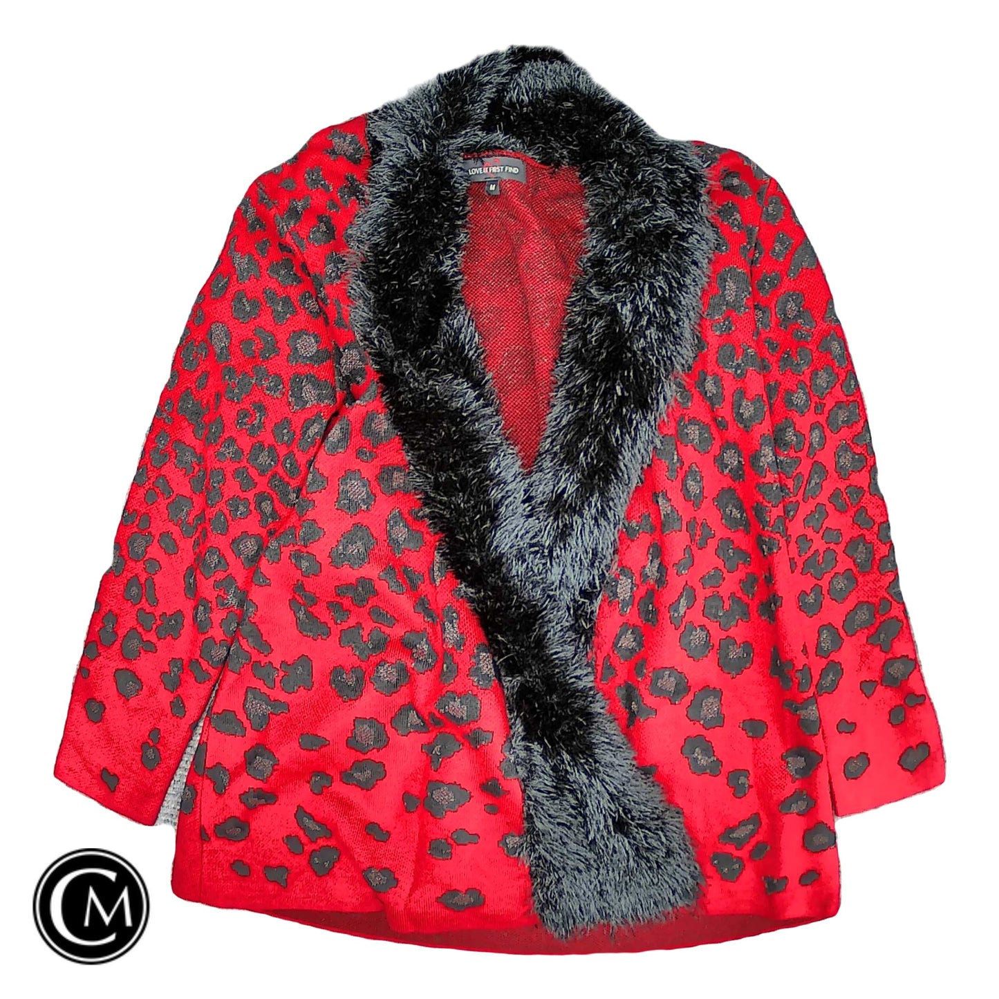 Sweater Cardigan By Clothes Mentor In Black & Red, Size: M image 1