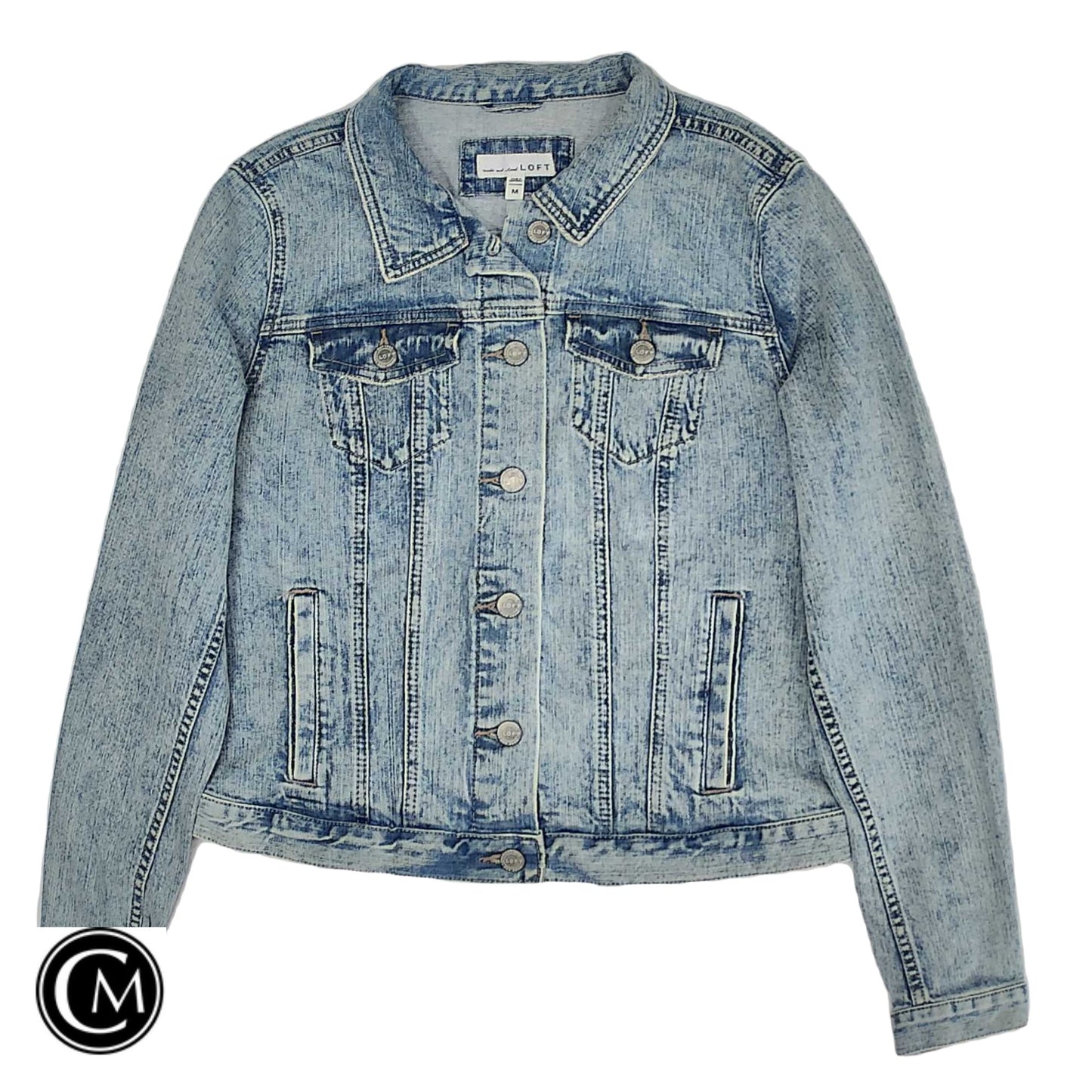 Jacket Denim By Loft In Blue, Size: M image 1