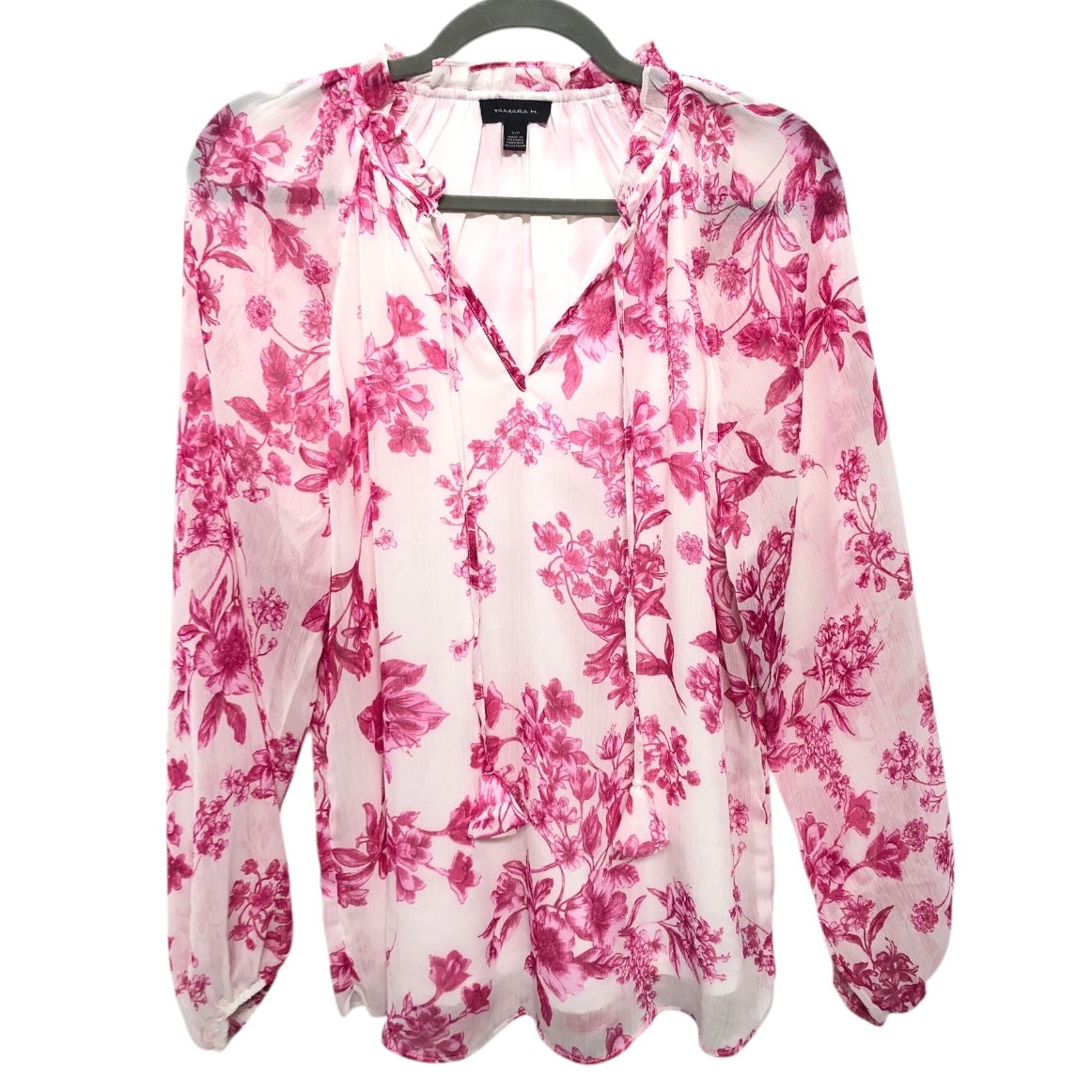 Blouse Ls By Clothes Mentor In Pink & White, Size:S