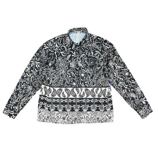 Blouse Ls By Chelsea And Violet In Black & Cream, Size:Xs