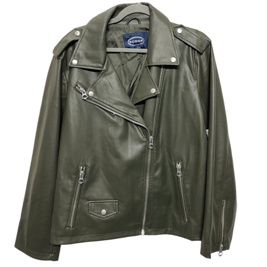 Jacket Moto By Scoop In Green, Size:Xl