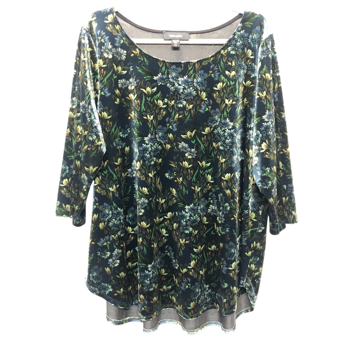 Top 3/4 Sleeve By Karen Kane In Blue & Green, Size:2X