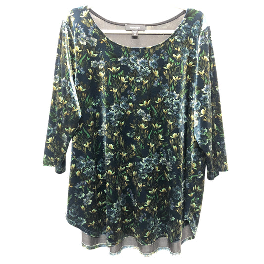 Top 3/4 Sleeve By Karen Kane In Blue & Green, Size:2X