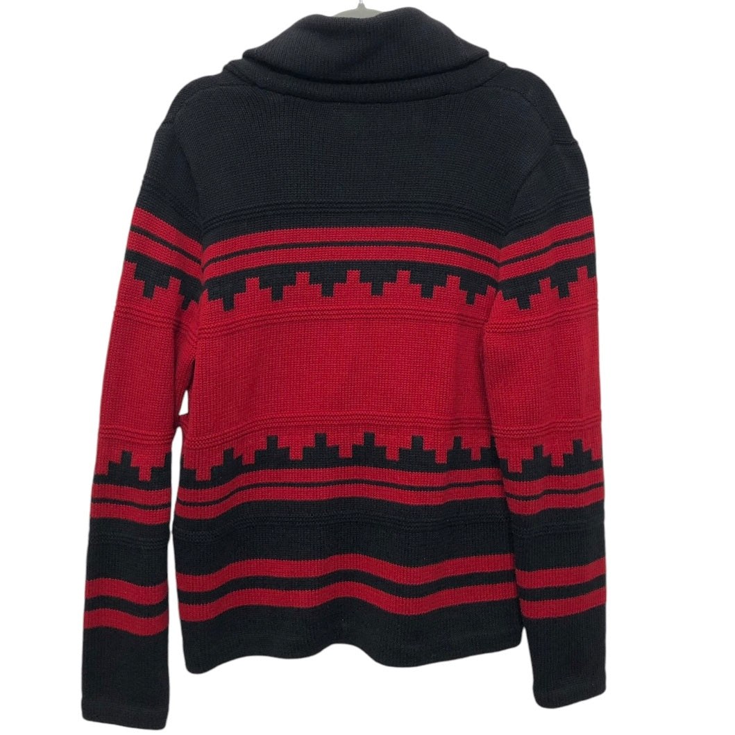 Sweater Cardigan By American Living In Black & Red, Size:L