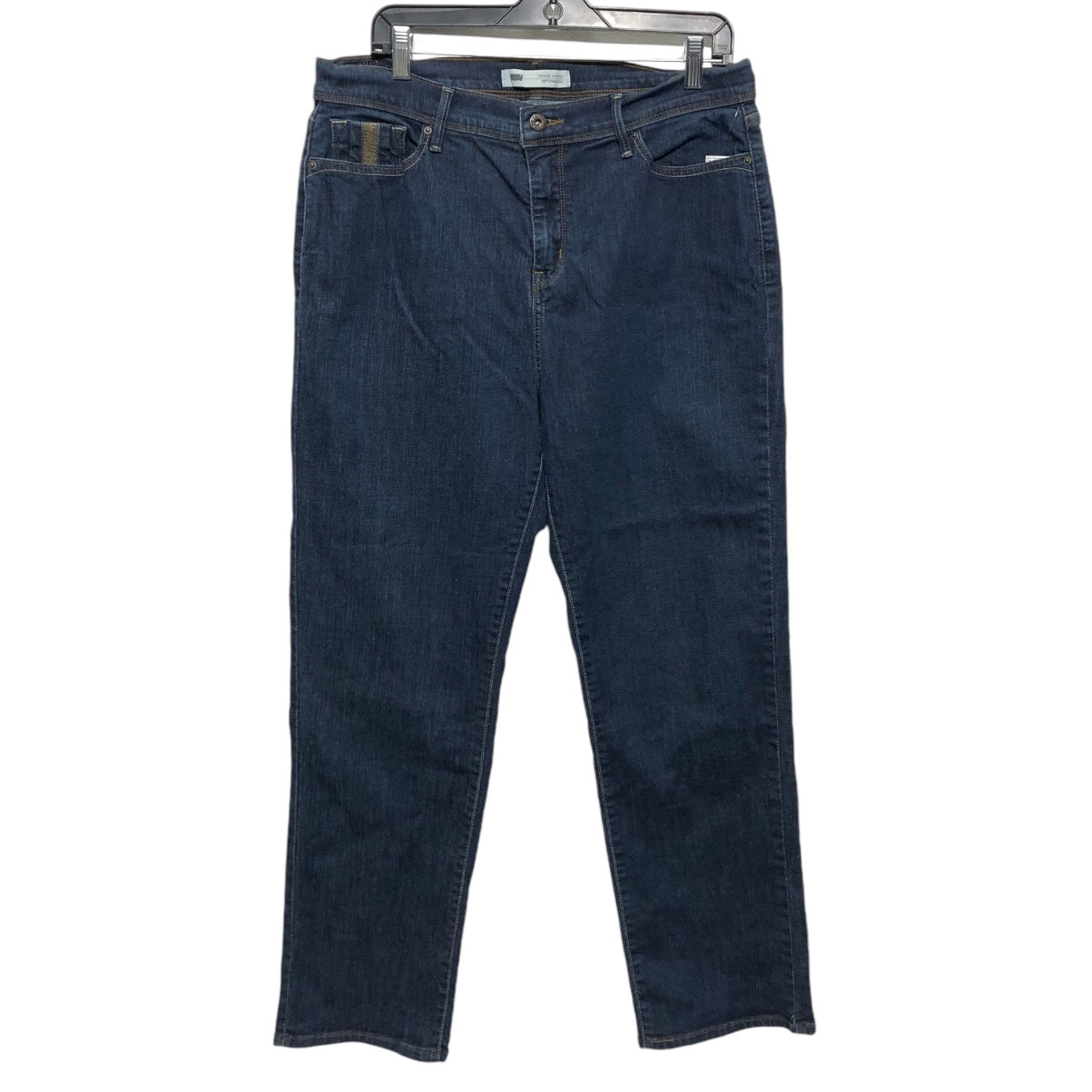 Jeans Straight By Levis In Blue Denim, Size:16