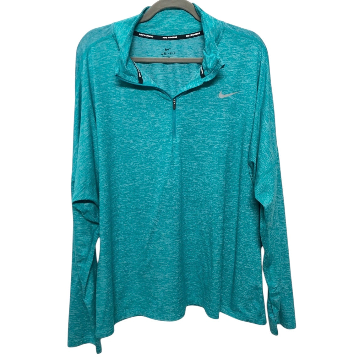 Athletic Top Ls Collar By Nike In Teal, Size:2X