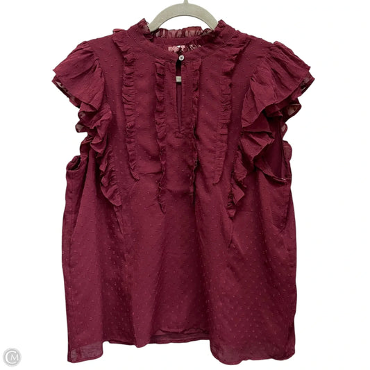 Blouse Sleeveless By Loft In Maroon, Size: L
