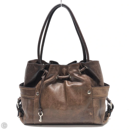Handbag Leather By Fossil, Size: Medium