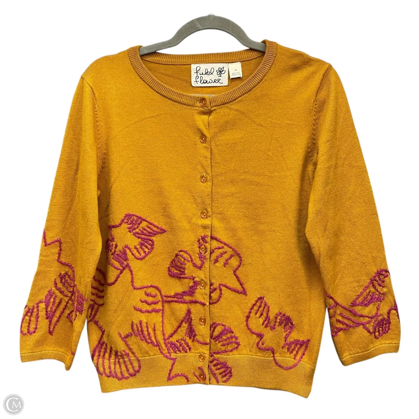 Cardigan By Field Flower In Pink & Yellow, Size: M