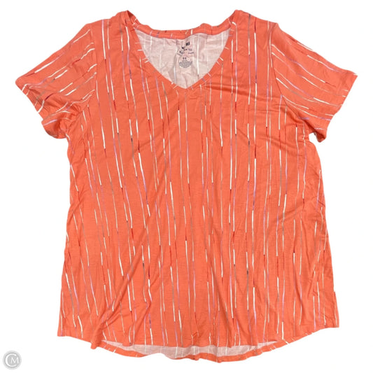 Top Short Sleeve By Evri In Orange & White, Size: 0x