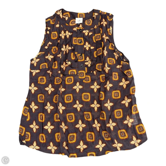 Top Sleeveless By Cabi In Brown & Orange, Size: M