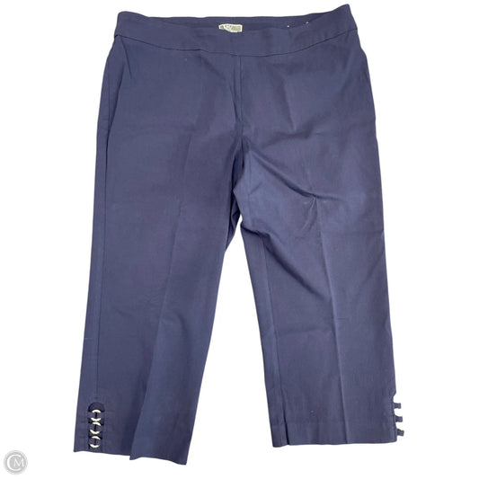 Pants Cropped By Jm Collections In Navy, Size: 2x