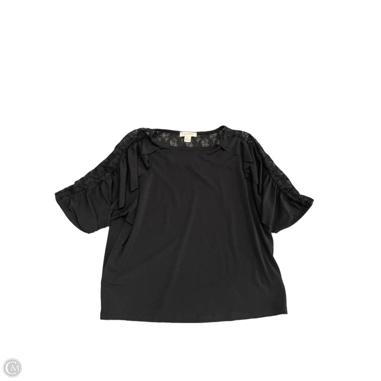 Top Short Sleeve By Calligraphie In Black, Size: M