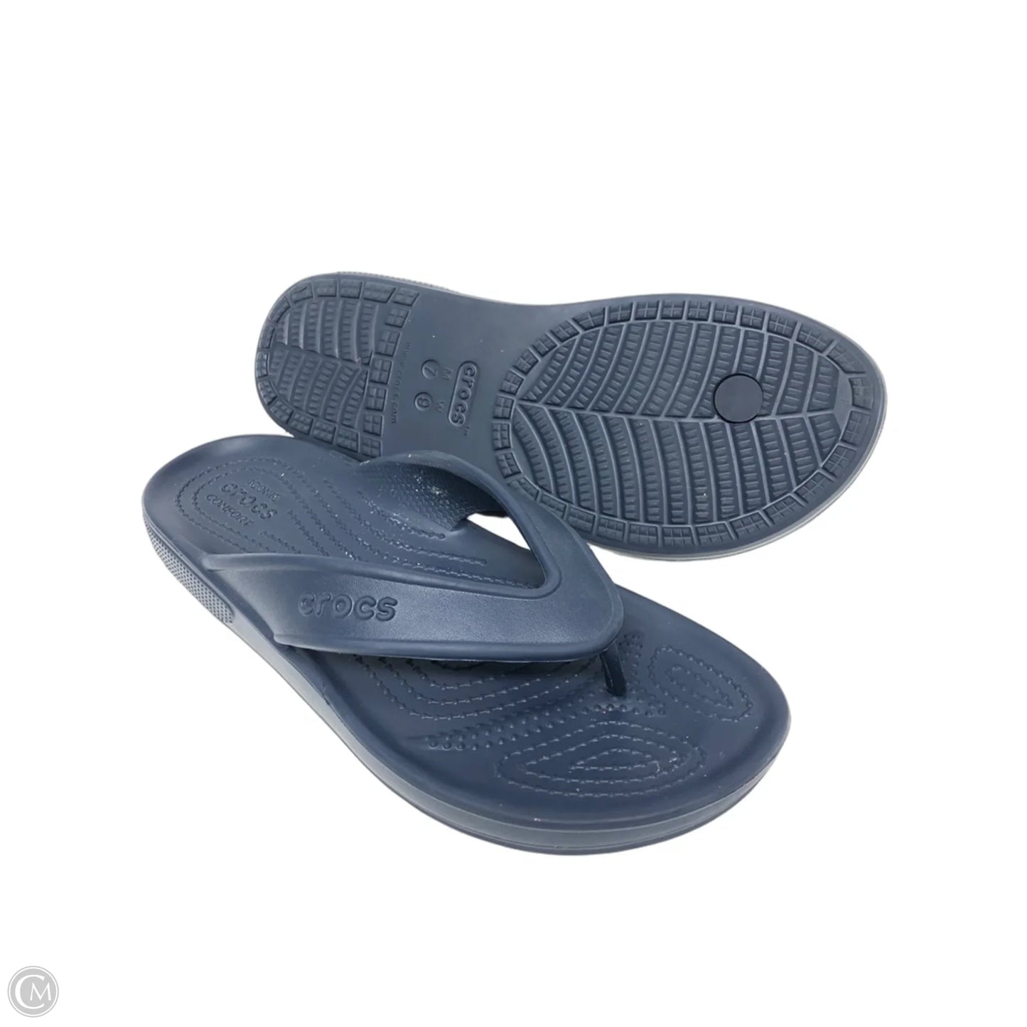 Sandals Flats By Crocs In Navy, Size: 9