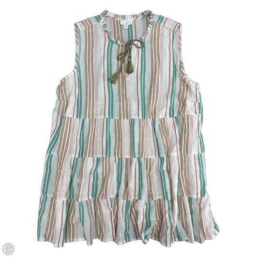 Top Sleeveless By J. Jill In Cream & Green, Size: Xl