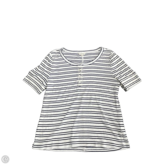 Top Short Sleeve By Lucky Brand In Blue & Cream, Size: Xxl