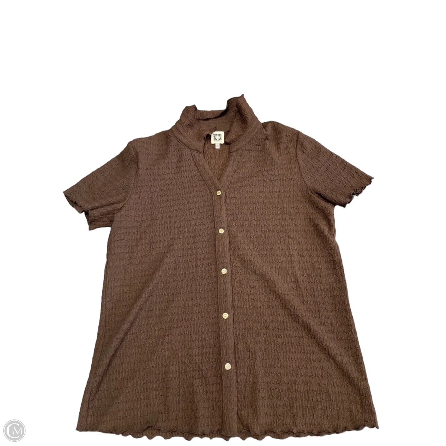 Top Short Sleeve By Anne Klein In Brown, Size: L