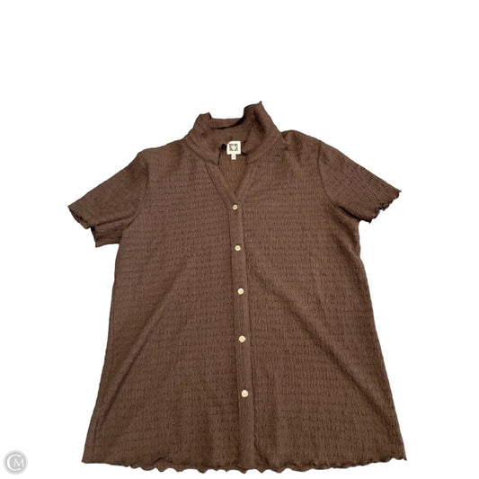 Top Short Sleeve By Anne Klein In Brown, Size: L