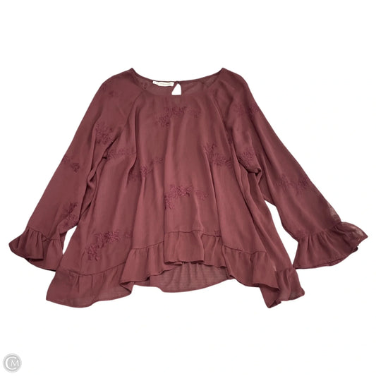Top Long Sleeve By Maurices In Maroon, Size: 2x