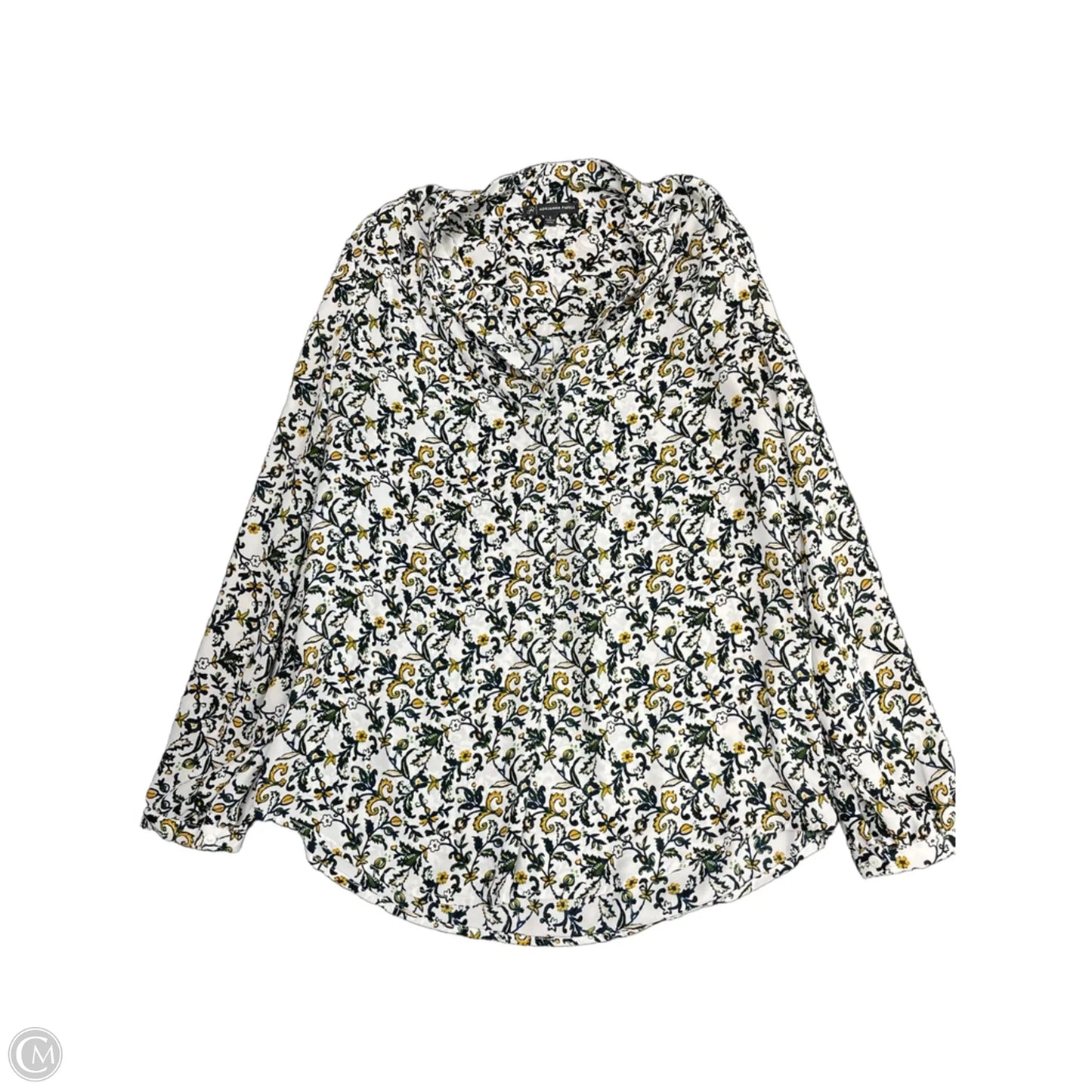 Top Long Sleeve By Adrianna Papell In Green & White, Size: S