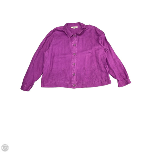 Jacket Shirt By Flax In Purple, Size: L
