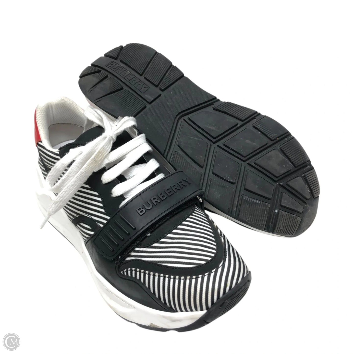 Shoes Luxury Designer By Burberry In Black & White, Size: 9.5