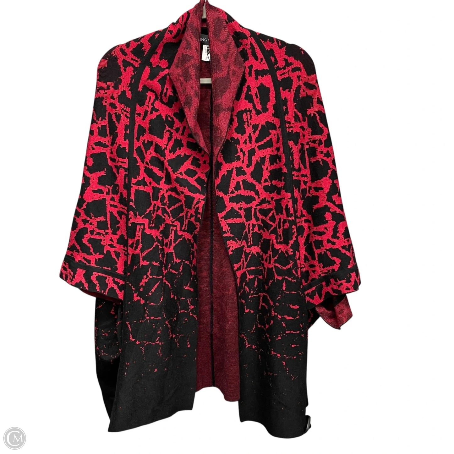 Sweater Cardigan By Ming Wang In Black & Red, Size: Xl