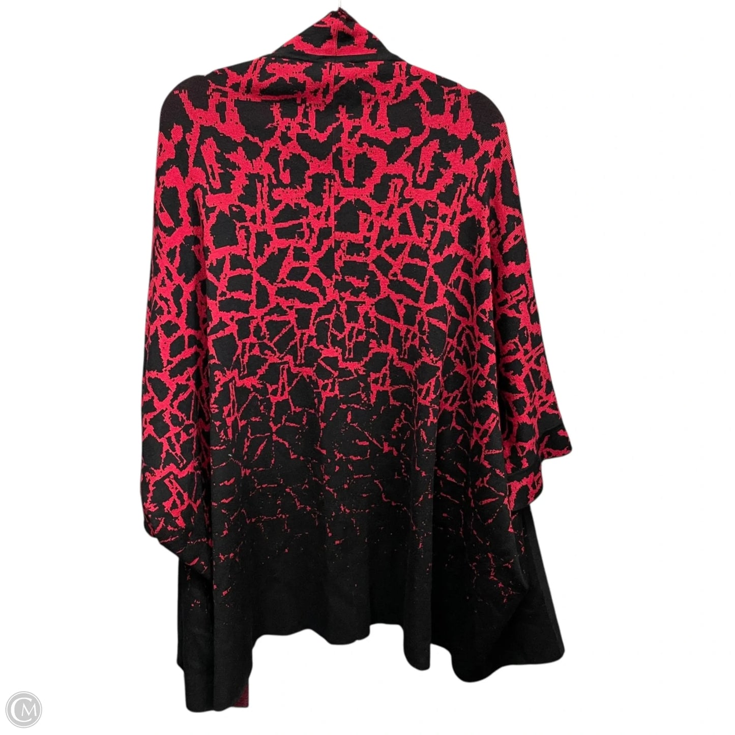 Sweater Cardigan By Ming Wang In Black & Red, Size: Xl