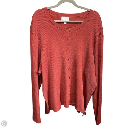 Cardigan By Clothes Mentor In Brown & Red, Size: 3x