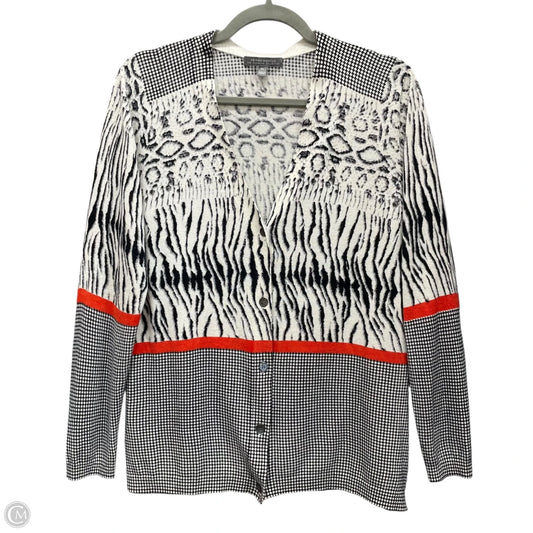 Sweater Cardigan Cashmere By Neiman Marcus In Black & White, Size: Xl