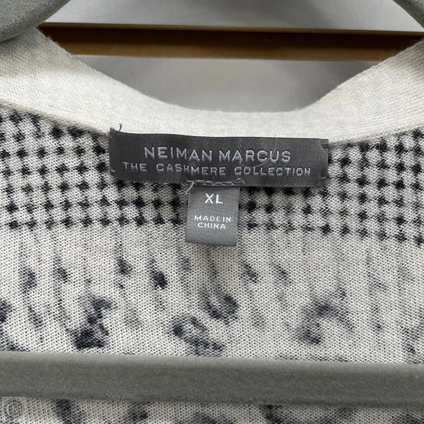 Sweater Cardigan Cashmere By Neiman Marcus In Black & White, Size: Xl