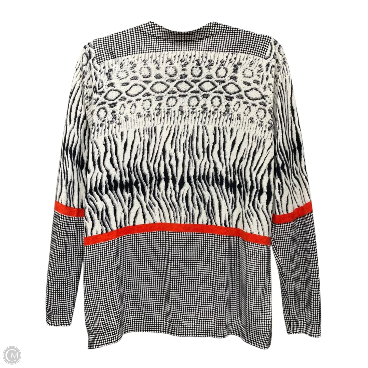Sweater Cardigan Cashmere By Neiman Marcus In Black & White, Size: Xl