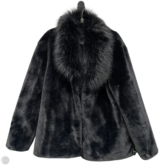 Coat Faux Fur & Sherpa By Clothes Mentor In Black, Size: L