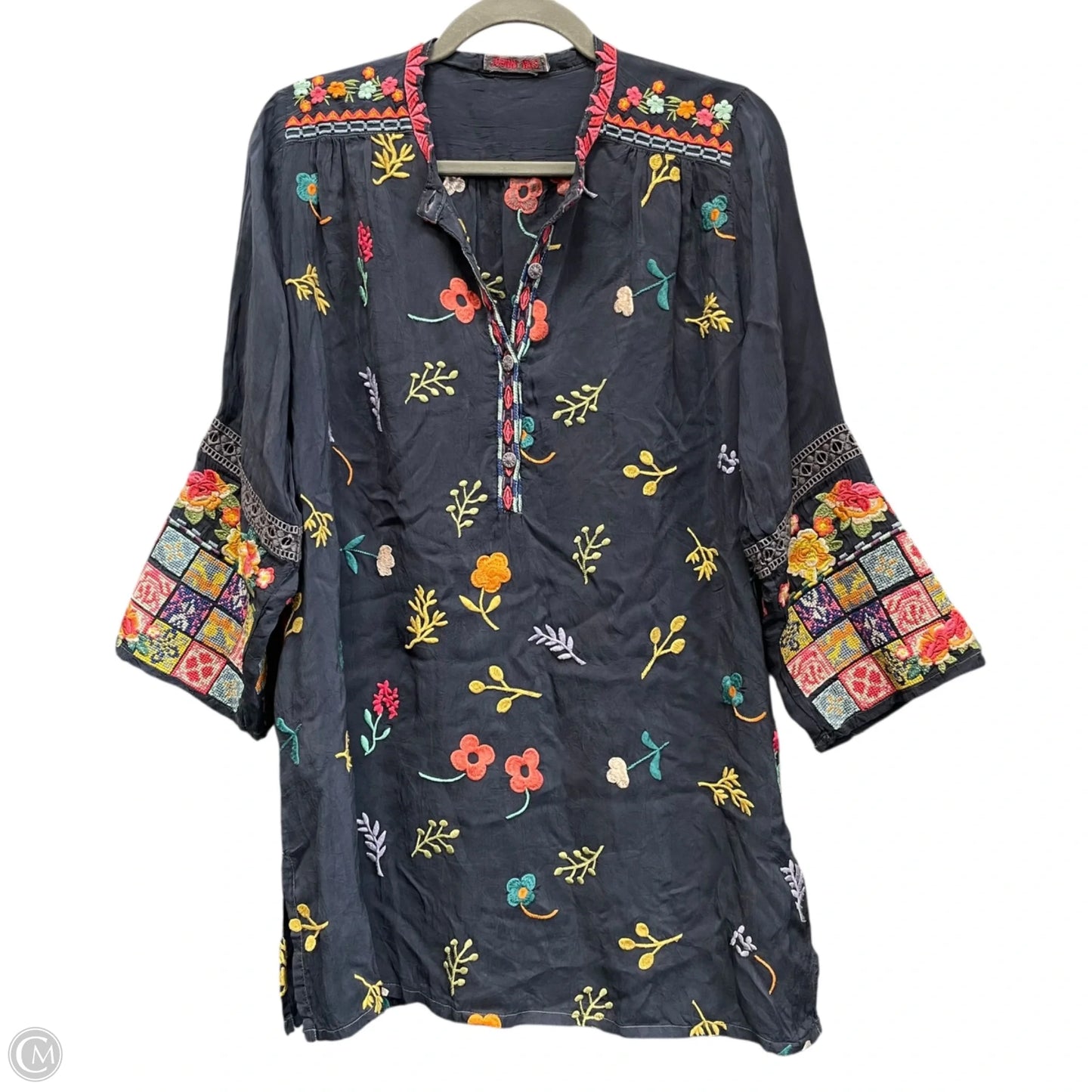 Tunic Long Sleeve By Johnny Was In Blue, Size: L