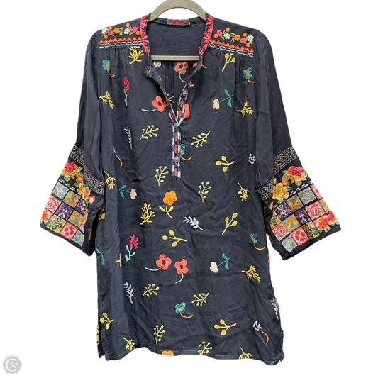 Tunic Long Sleeve By Johnny Was In Blue, Size: L