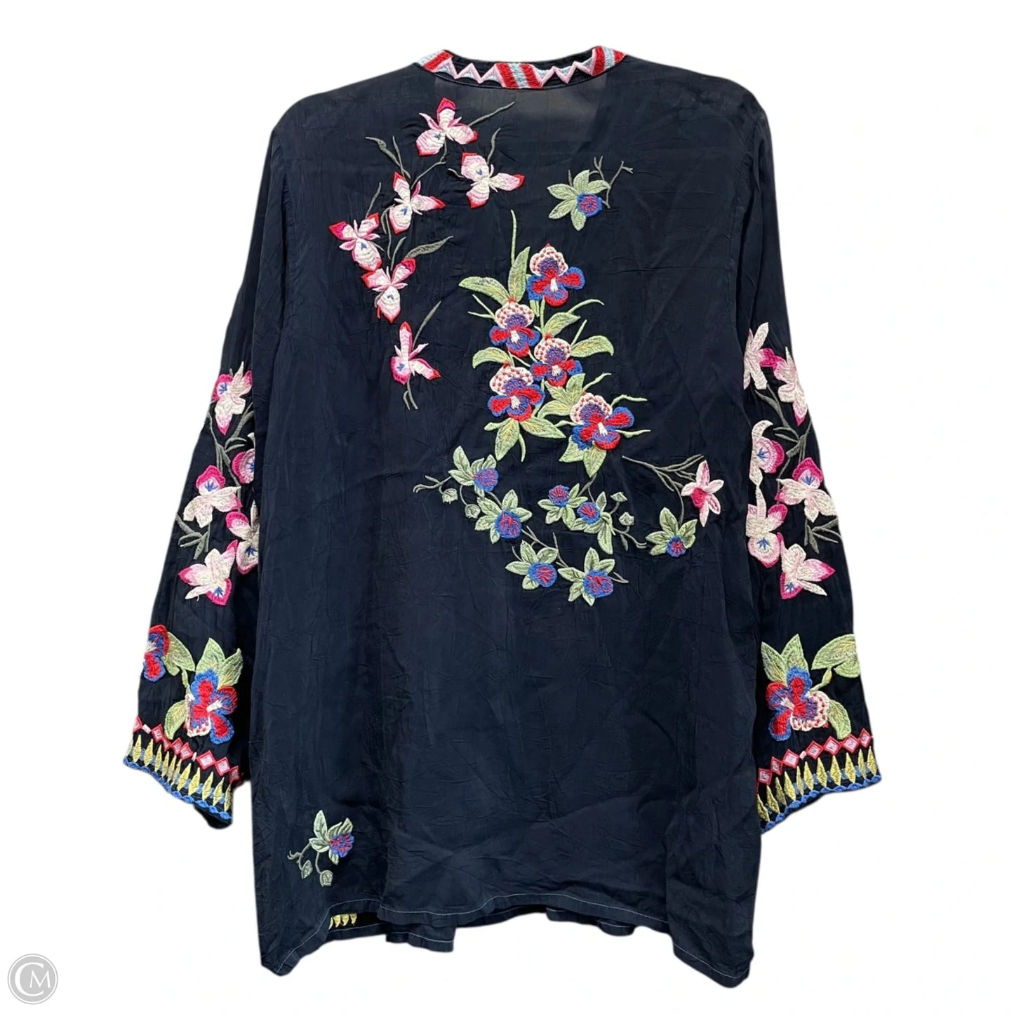 Tunic Long Sleeve By Johnny Was In Navy, Size: L
