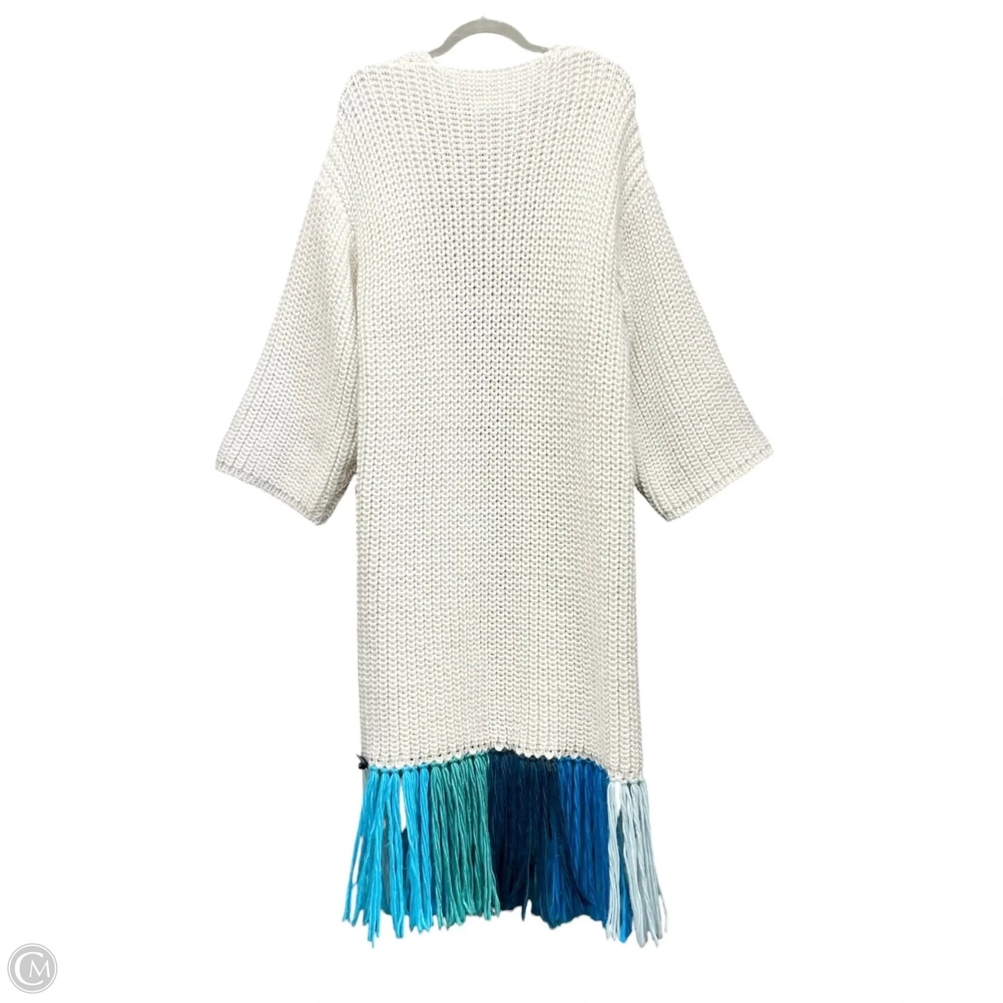 Sweater Cardigan By Anthropologie In Blue & Cream, Size: Osfm