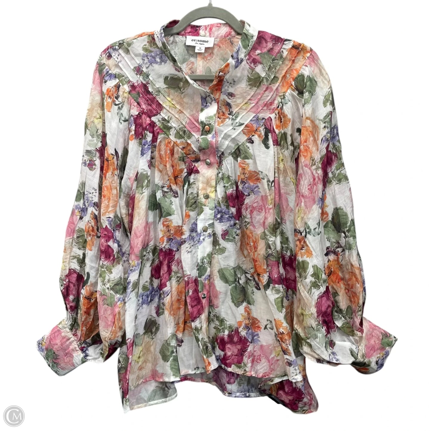 Blouse Long Sleeve By Ee Some In Floral Print, Size: M