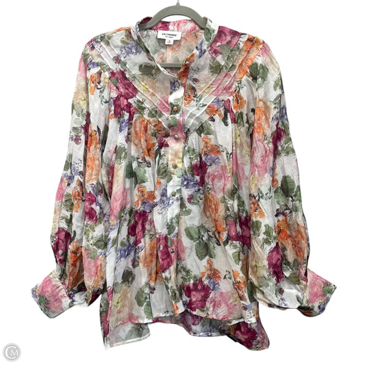 Blouse Long Sleeve By Ee Some In Floral Print, Size: M